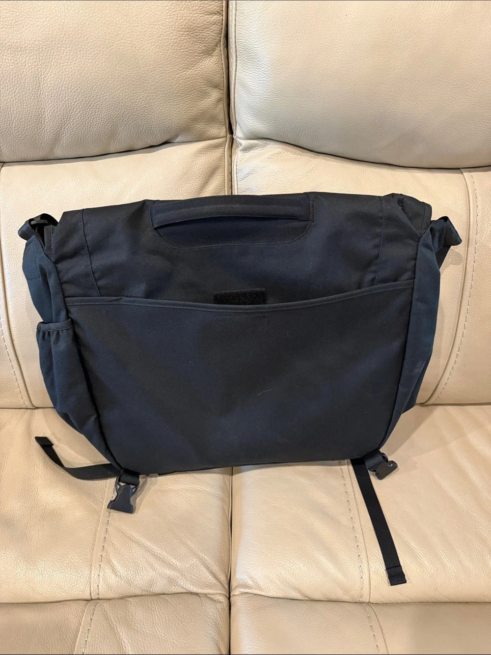 Patagonia Black Messenger Bag with Reflective Accents